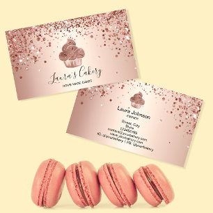 Cupcake Bakery Pastry Chef Glitter Drips Rose Gold Business Card