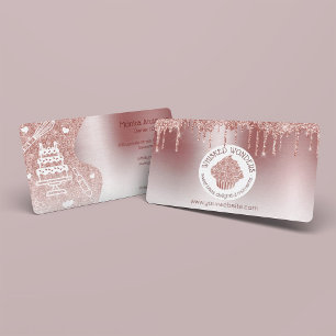 Cupcake Bakery Pastry Chef Glitter Drips Rose Gold Business Card