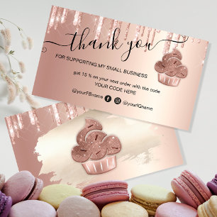 Cupcake Bakery Pastry Chef Glitter Drips Rose Gold Business Card