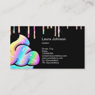 Cupcake Bakery Pastry Chef Holographic Business Ca Business Card