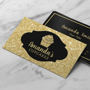 Cupcake Bakery Pastry Chef Modern Gold Glitter Business Card