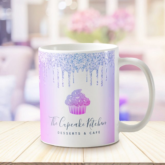 Cupcake Bakery Pastry Chef Purple Glitter Drips Coffee Mug (Creator Uploaded)