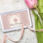 Cupcake Bakery Pastry Chef Rose Gold Glitter Drips Business Card Holder<br><div class="desc">Here’s a wonderful, trendy way to show off your brand. Present your best self to your clients, with this elegant, sophisticated, simple, and modern custom name business card holder. A sparkly, rose gold cupcake, script handwritten typography and glitter drips overlay a faux metallic rose gold ombre background. Personalise with your...</div>
