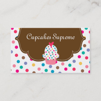 Cupcake Bakery Polka Dots Brown Heart Business Card