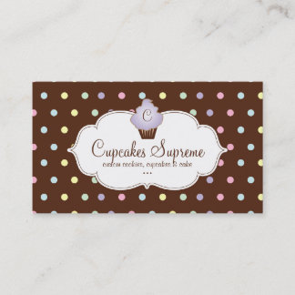 Cupcake Bakery Polka Dots Chocolate Mauve Business Card