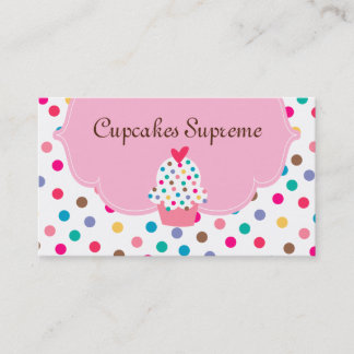 Cupcake Bakery Polka Dots Pink Heart Business Card