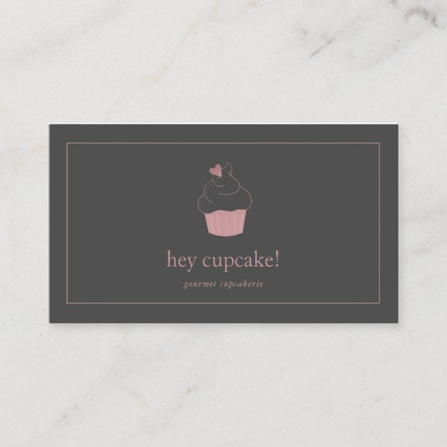 Cupcake Bakery Rose Gold Modern  Business Card (Front)