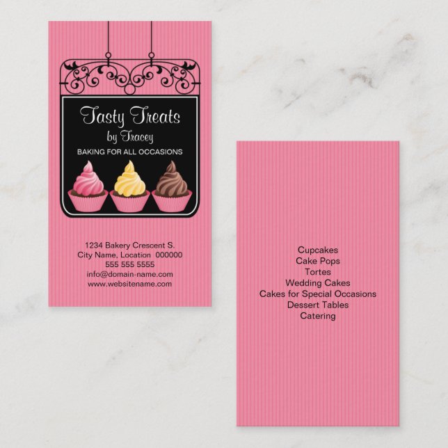 Cupcake Bakery Storefront Sign Business Card (Front/Back)