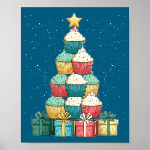 Cupcake Baking Baker Christmas Tree Xmas  Poster