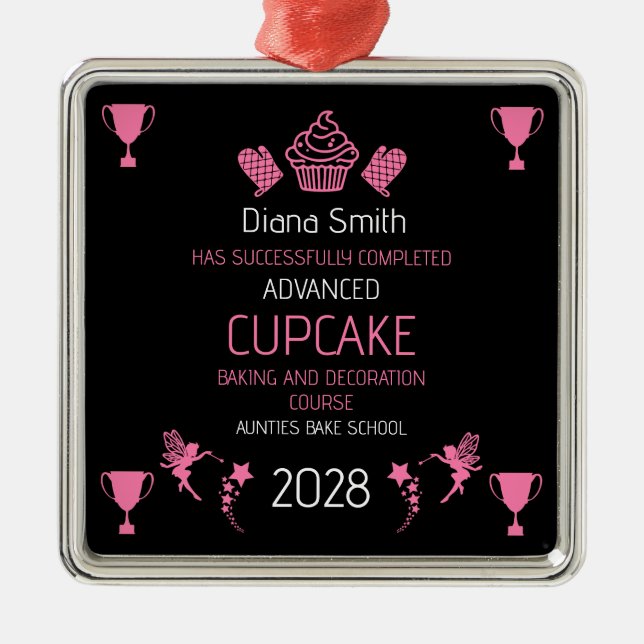 Cupcake Baking Course Metal Tree Decoration (Front)
