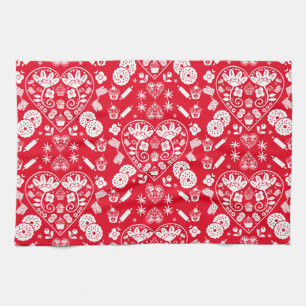 Cupcake Baking Folk Art Tea Towel