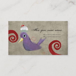Cupcake bird dove purple red swirl business card