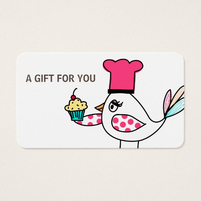 Cupcake Bird Gift Card, Certificate, D12-052115 (Front)