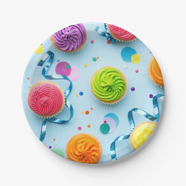 Cupcake birth paper plate (Front)