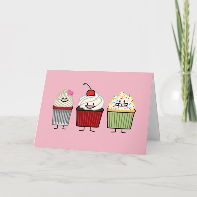 Cupcake Birthday family cupcakes cakes heart cake Card (Front)