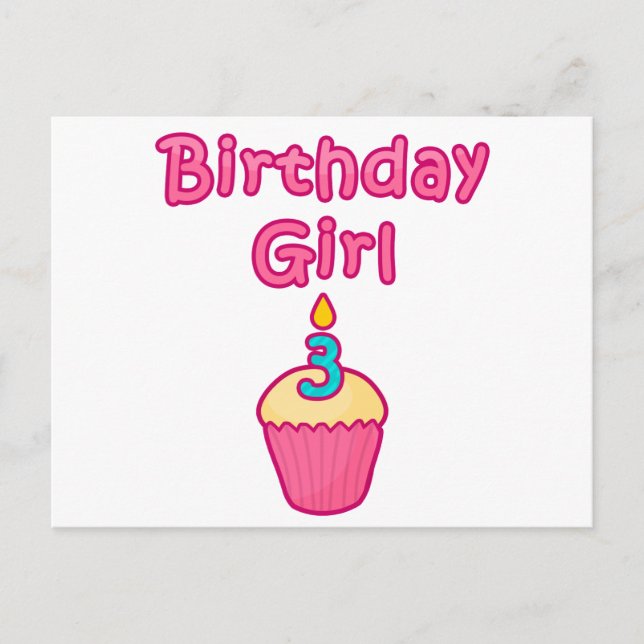 Cupcake Birthday Girl 3 Postcard (Front)