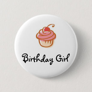 cupcake, Birthday Girl - Customised 6 Cm Round Badge
