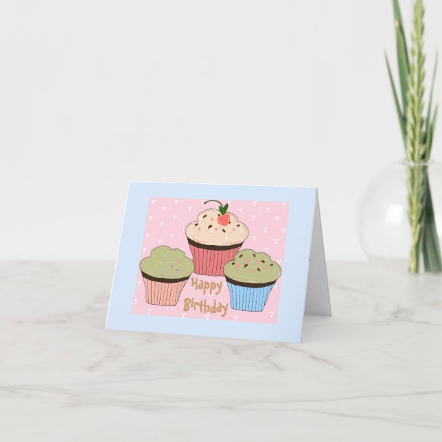 Cupcake Birthday Greeting Card (Front)