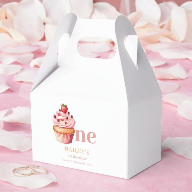 Cupcake Birthday Invitation,  Girls 1st Birthday Favour Box (Wedding)