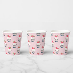 Cupcake Birthday Party Cups – Cute Pink Dessert Th