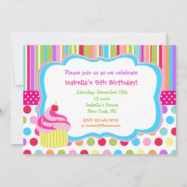 Cupcake Birthday Party Invitations (Front)