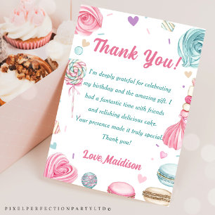 Cupcake Birthday Party So Sweet Candy  Thank You Card