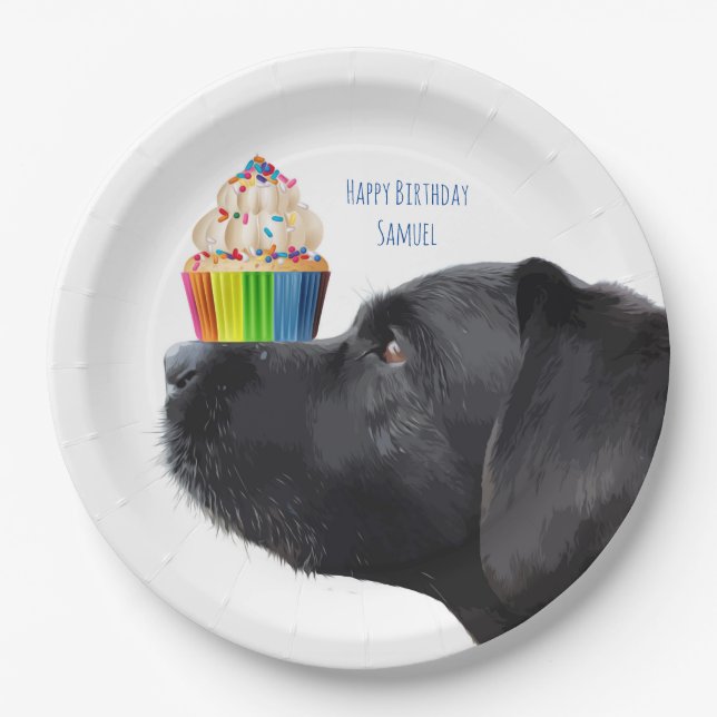 Cupcake - Black Lab Paper Plate (Front)