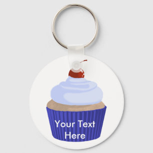 Cupcake-Blue on Blue Key Ring