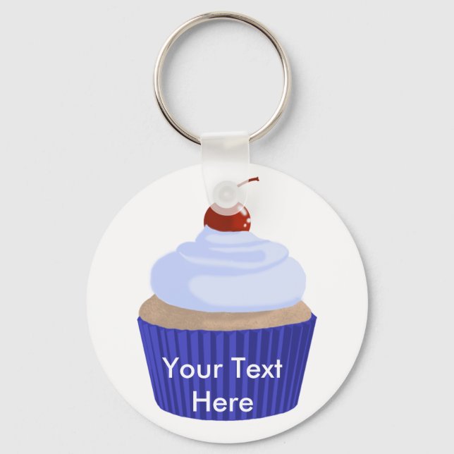 Cupcake-Blue on Blue Key Ring (Front)