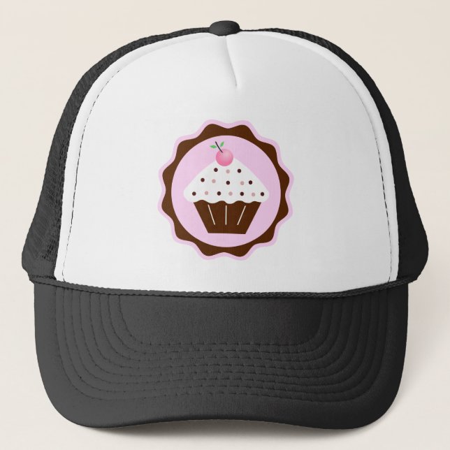 CUPCAKE BROWN & PINK TRUCKER HAT (Front)