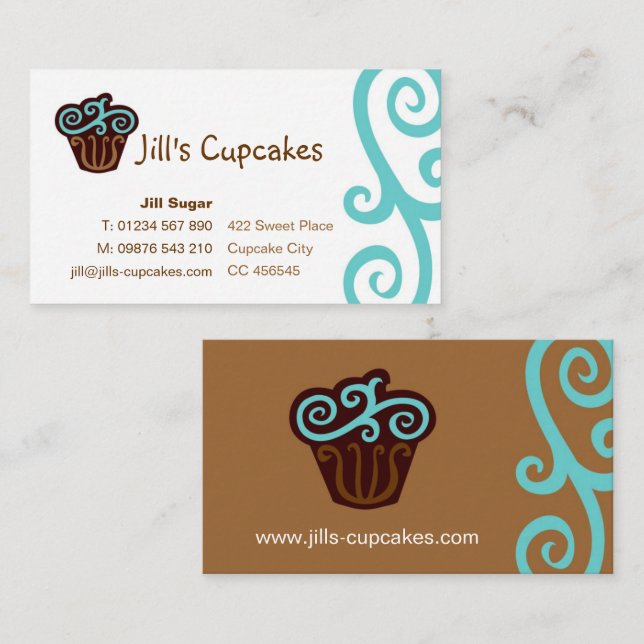 Cupcake Business Card (blue) (Front/Back)