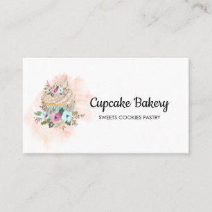 Cupcake Cake Baker Pastry Watercolor Business Card