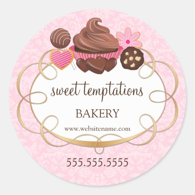 Cupcake Cake Pops Cookie Bakery Packaging Classic Round Sticker (Front)