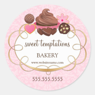 Cupcake Cake Pops Cookie Bakery Packaging Classic Round Sticker