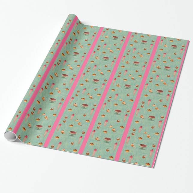 Cupcake & Cakes and Pastry Gift Wrap (Unrolled)