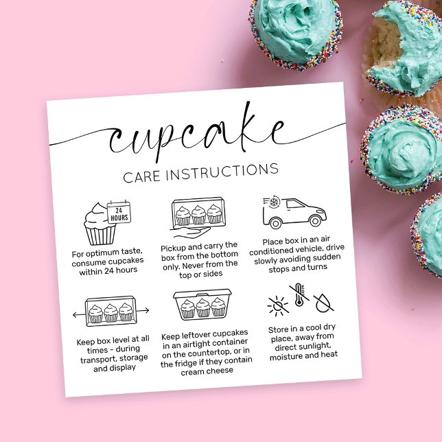 Cupcake Care Card Elegant Script Minimal Thank You (Creator Uploaded)