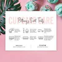 Cupcake Care Instructions Guide Pink Aesthetic
