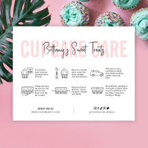 Cupcake Care Instructions Guide Pink Aesthetic