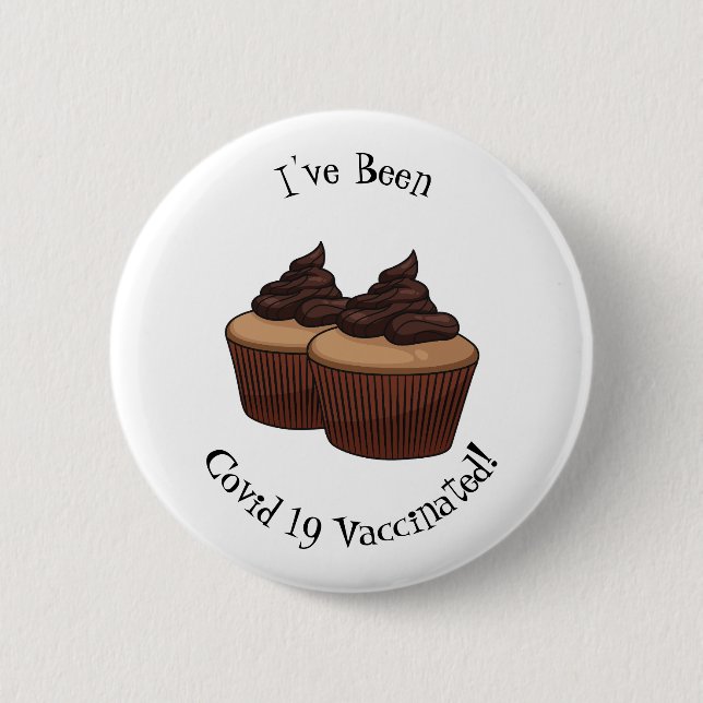 Cupcake cartoon illustration 6 cm round badge (Front)
