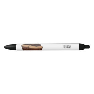 Cupcake cartoon illustration  black ink pen