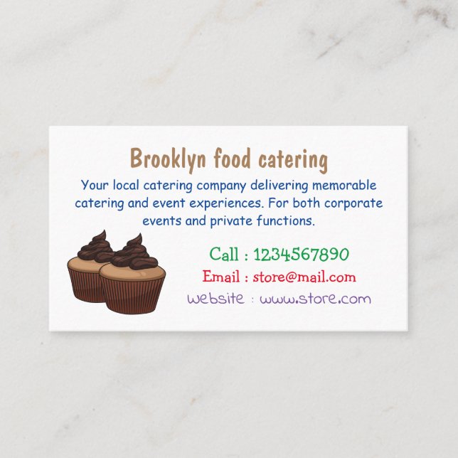 Cupcake cartoon illustration business card (Front)