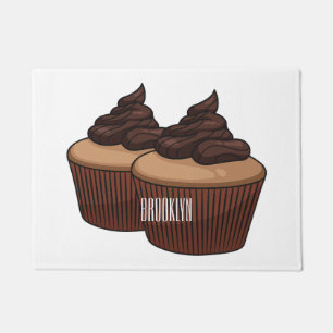 Cupcake cartoon illustration doormat