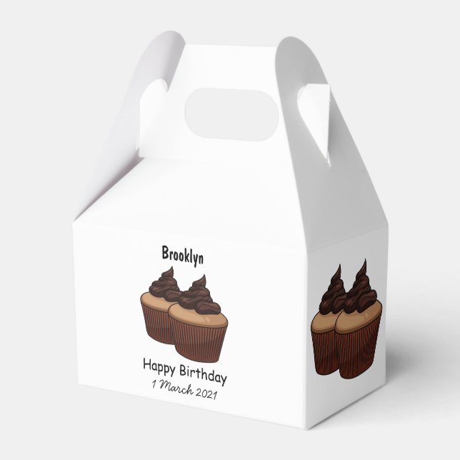 Cupcake cartoon illustration favour box (Front Side)