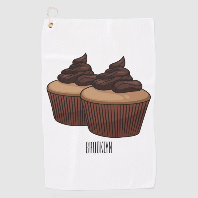 Cupcake cartoon illustration  golf towel (Front)