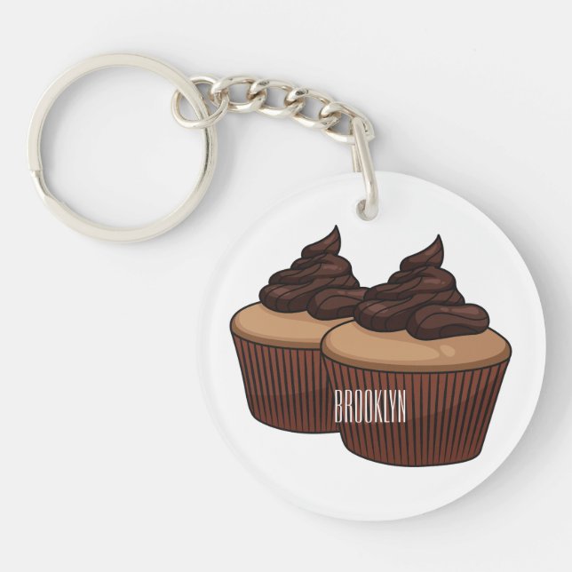 Cupcake cartoon illustration key ring (Front)