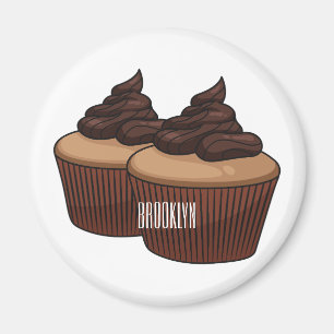 Cupcake cartoon illustration magnet