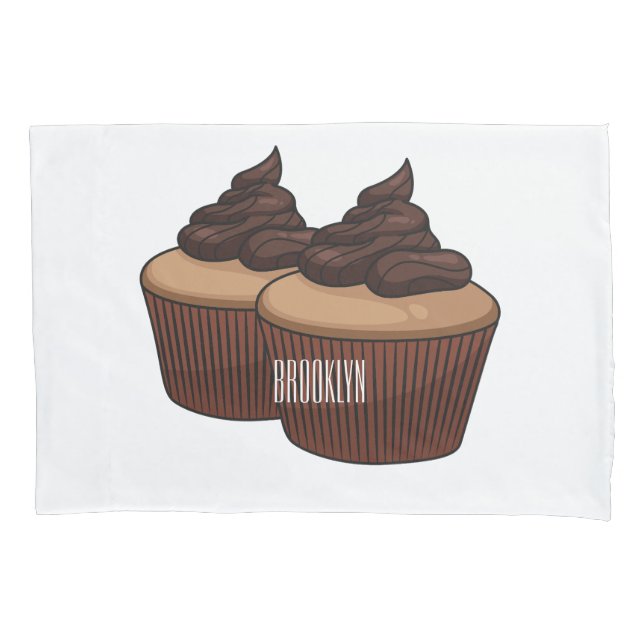 Cupcake cartoon illustration  pillowcase (Front)