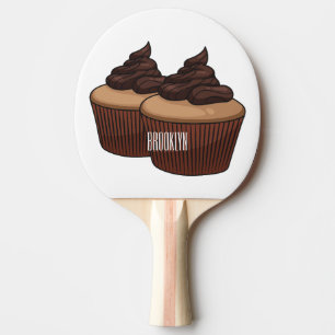 Cupcake cartoon illustration ping pong paddle