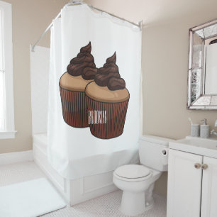 Cupcake cartoon illustration  shower curtain