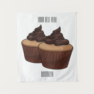 Cupcake cartoon illustration tapestry
